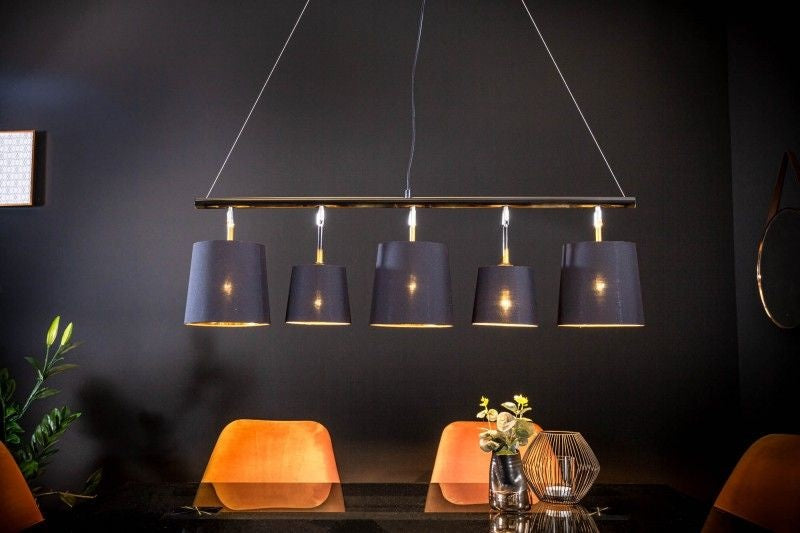 Lampe à suspension élégante LEVELS 100cm lampe à suspension en or noir avec abat-jour en lin - 40037