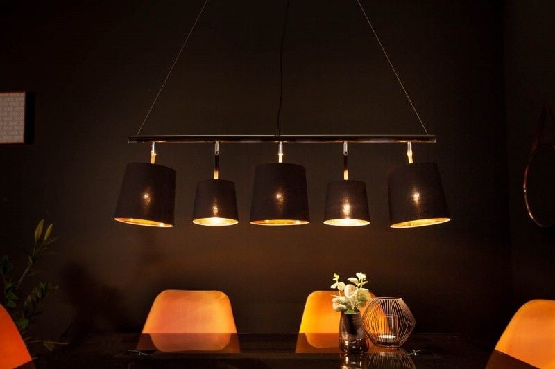 Lampe à suspension élégante LEVELS 100cm lampe à suspension en or noir avec abat-jour en lin - 40037
