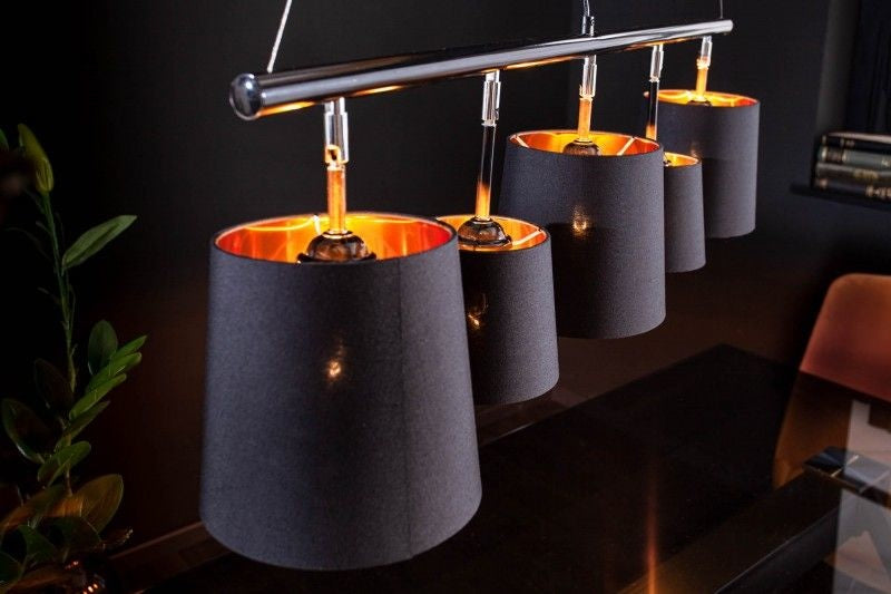 Lampe à suspension élégante LEVELS 100cm lampe à suspension en or noir avec abat-jour en lin - 40037