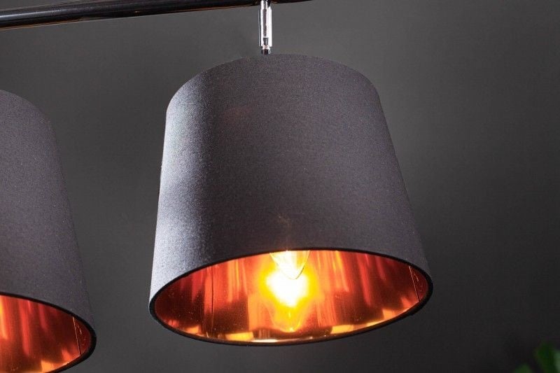Lampe à suspension élégante LEVELS 100cm lampe à suspension en or noir avec abat-jour en lin - 40037
