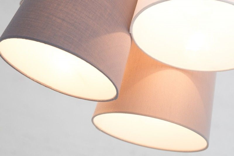 Lampe à suspension design LEVELS noir gris blanc avec 5 abat-jour en lin - 37742