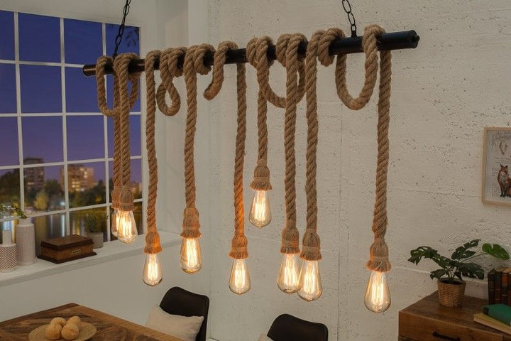 Lampe suspendue maritime SEVEN SEAS II Lampe corde 120cm avec 10 lumières - 39315