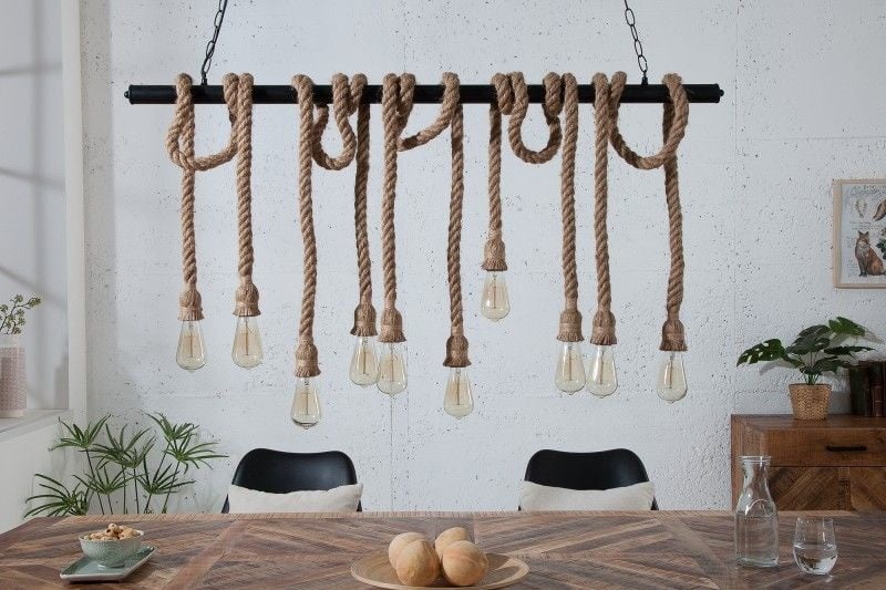 Lampe suspendue maritime SEVEN SEAS II Lampe corde 120cm avec 10 lumières - 39315