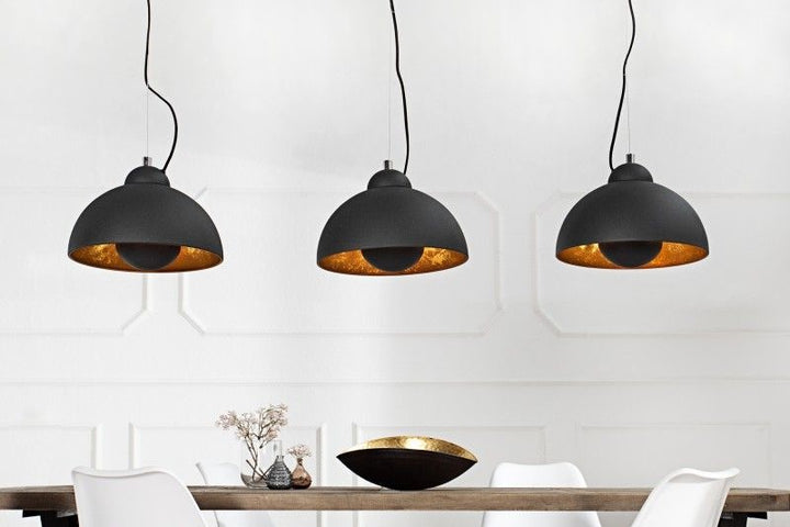 Lampe à suspension élégante STUDIO 3 110cm aspect feuille d'or noir trois abat-jour - 36228
