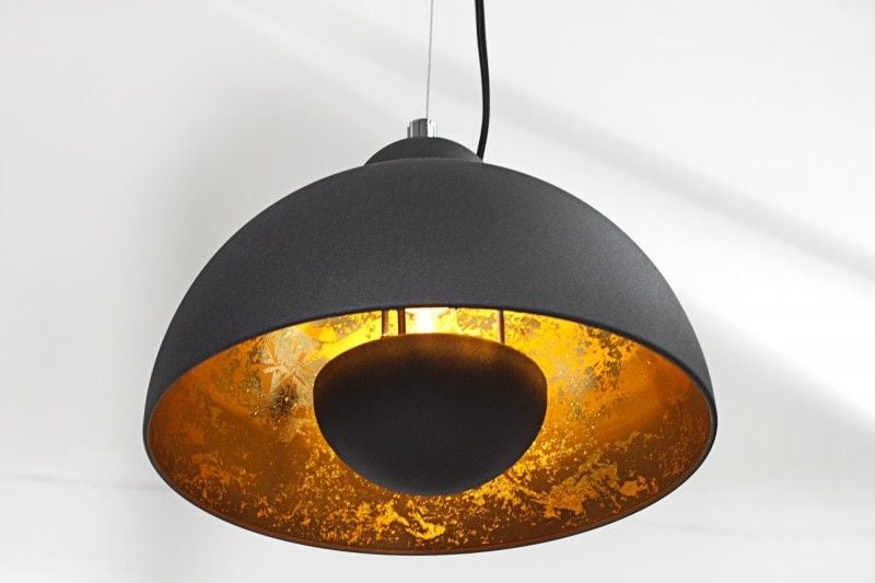 Lampe à suspension élégante STUDIO 3 110cm aspect feuille d'or noir trois abat-jour - 36228