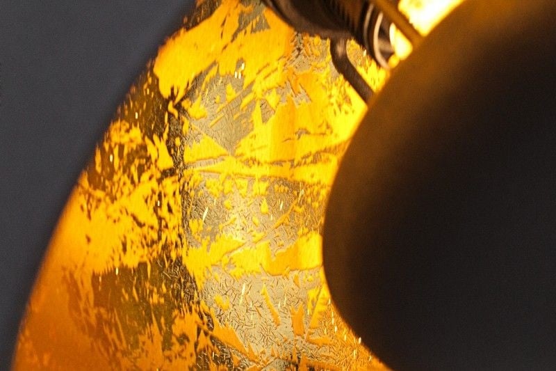 Lampe à suspension élégante STUDIO 3 110cm aspect feuille d'or noir trois abat-jour - 36228