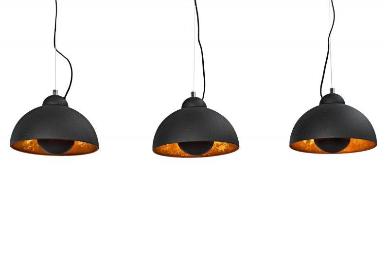Lampe à suspension élégante STUDIO 3 110cm aspect feuille d'or noir trois abat-jour - 36228