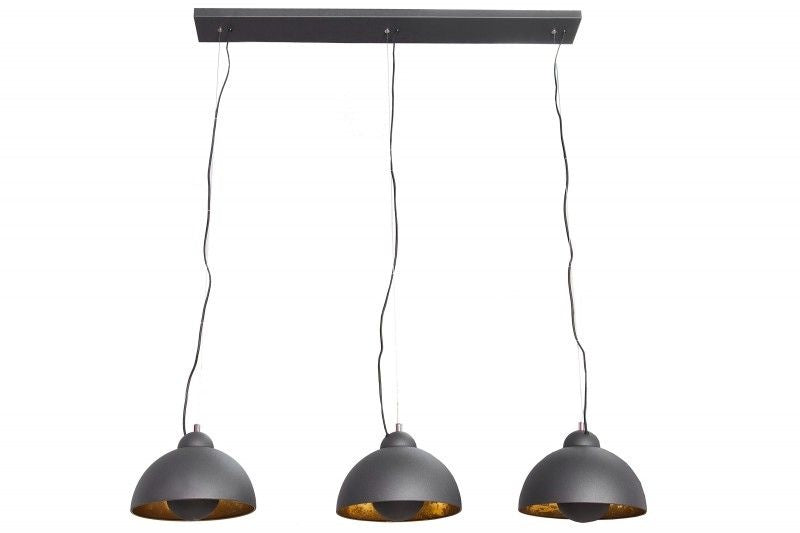Lampe à suspension élégante STUDIO 3 110cm aspect feuille d'or noir trois abat-jour - 36228