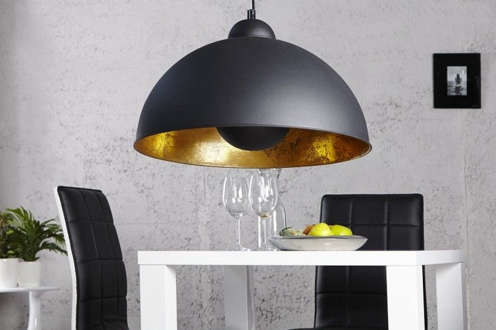 lampe à suspension design industriel STUDIO 55cm lampe à suspension aspect feuille d'or noir - 19697