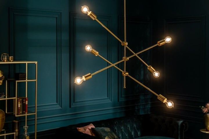 Lampe à suspension élégante VARIATION 128cm dorée à six lumières tournantes - 40772