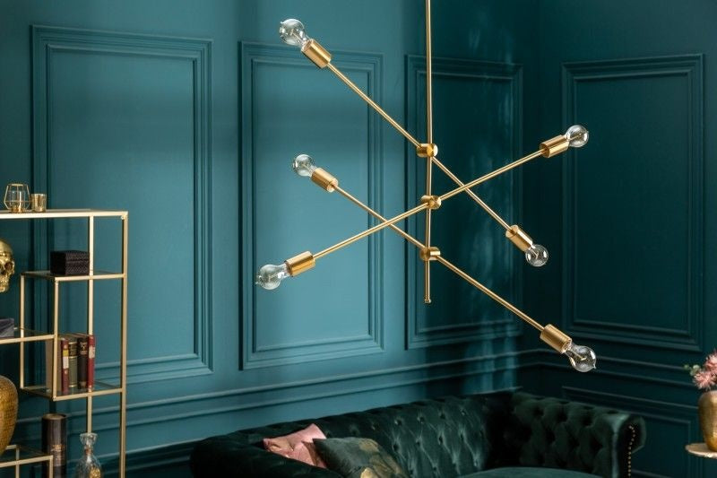 Lampe à suspension élégante VARIATION 128cm dorée à six lumières tournantes - 40772