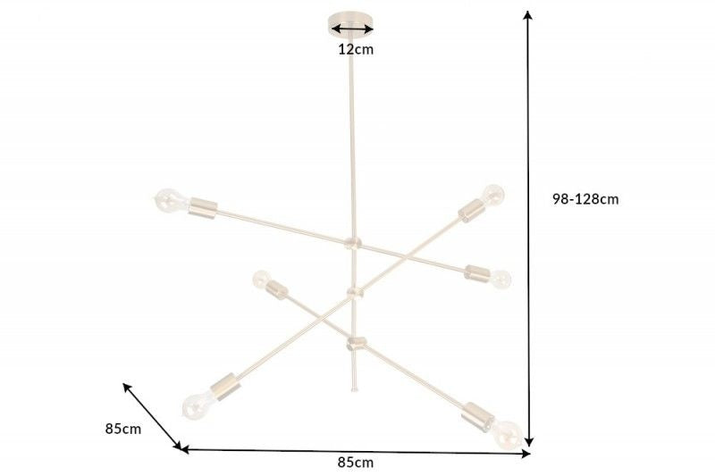 Lampe à suspension élégante VARIATION 128cm dorée à six lumières tournantes - 40772