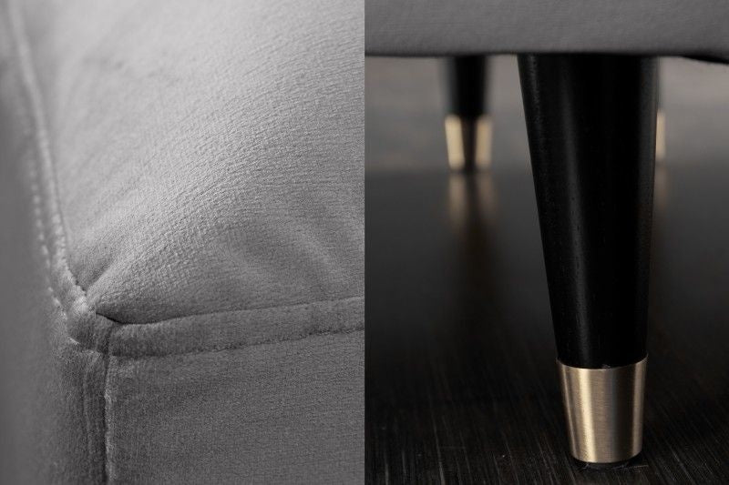 Canapé d'angle élégant COSY VELVET Canapé 3 places 260 cm en velours gris avec âme à ressorts - 40273