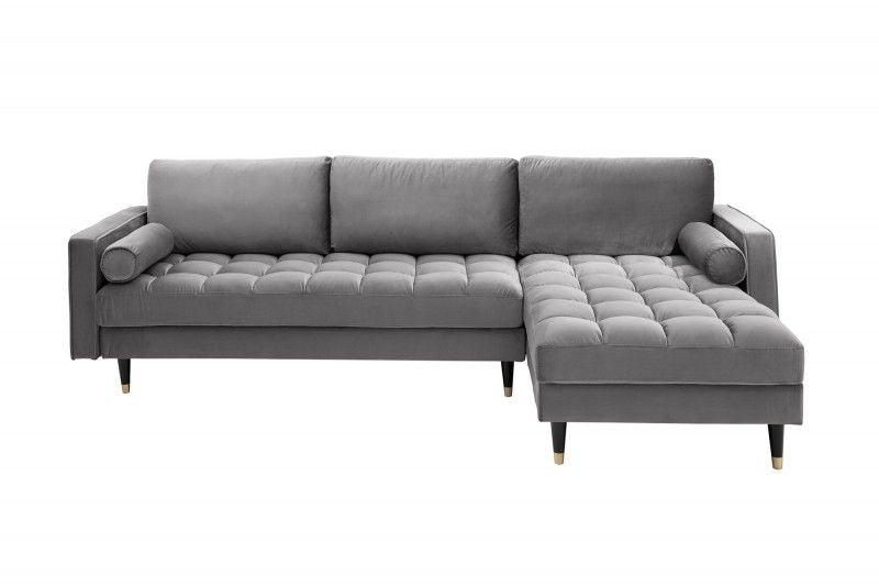 Canapé d'angle élégant COSY VELVET Canapé 3 places 260 cm en velours gris avec âme à ressorts - 40273