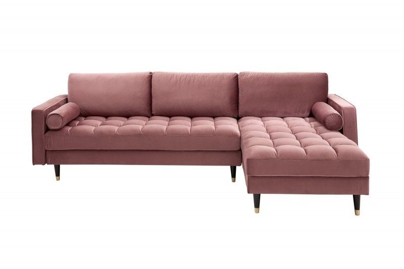 Canapé d'angle élégant COSY VELVET 260 cm canapé 3 places à ressorts en velours vieux rose - 40276