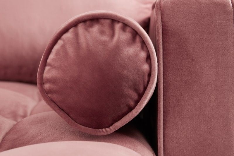 Canapé d'angle élégant COSY VELVET 260 cm canapé 3 places à ressorts en velours vieux rose - 40276