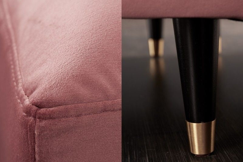 Canapé d'angle élégant COSY VELVET 260 cm canapé 3 places à ressorts en velours vieux rose - 40276