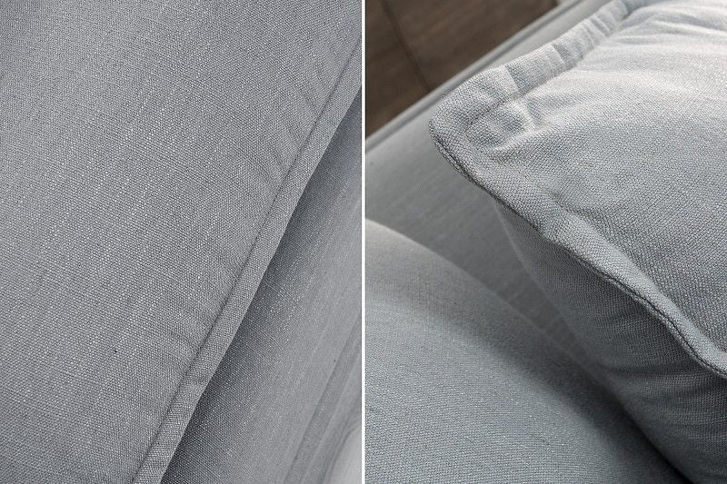 Grand canapé d'angle HEAVEN 255cm tissu lin gris avec coussins style campagne - 37647