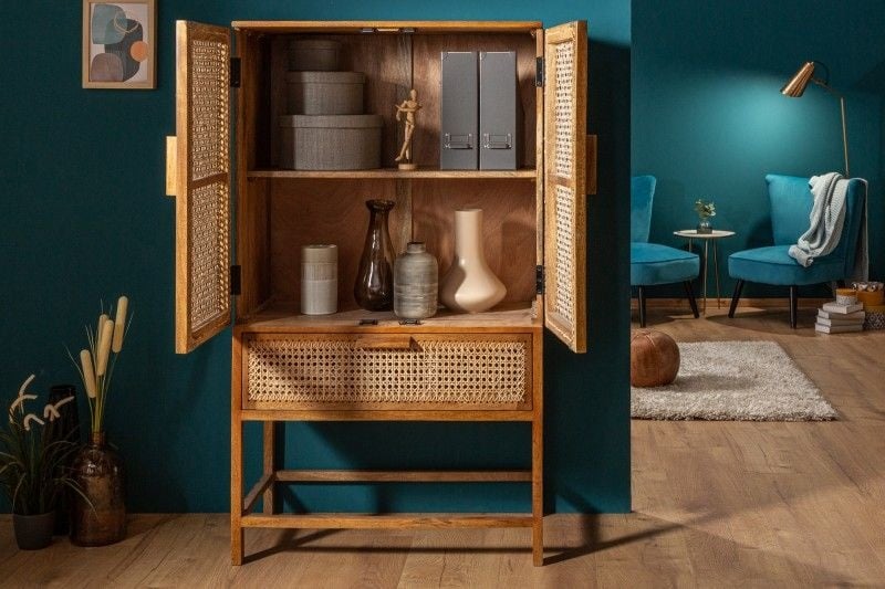 Buffet massif BAMBOO LOUNGE 140cm en manguier et bambou tissage viennois - 39821