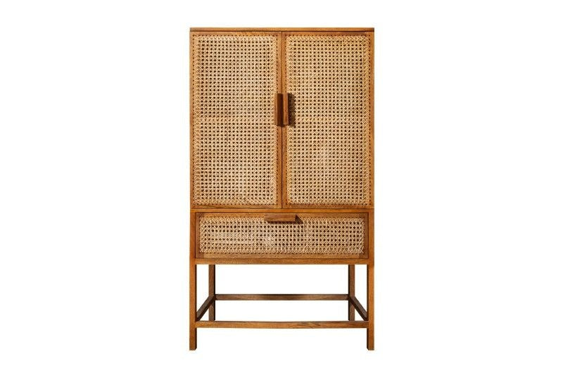 Buffet massif BAMBOO LOUNGE 140cm en manguier et bambou tissage viennois - 39821