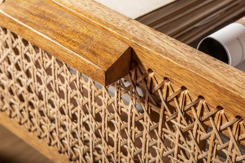 Buffet massif BAMBOO LOUNGE 140cm en manguier et bambou tissage viennois - 39821