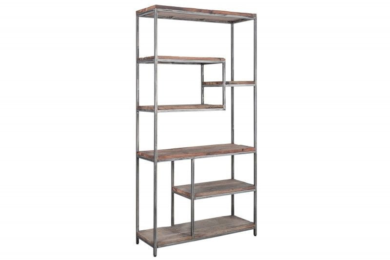 bibliothèque industrielle BARRACUDA 186cm structure courbée en bois recyclé - 39588