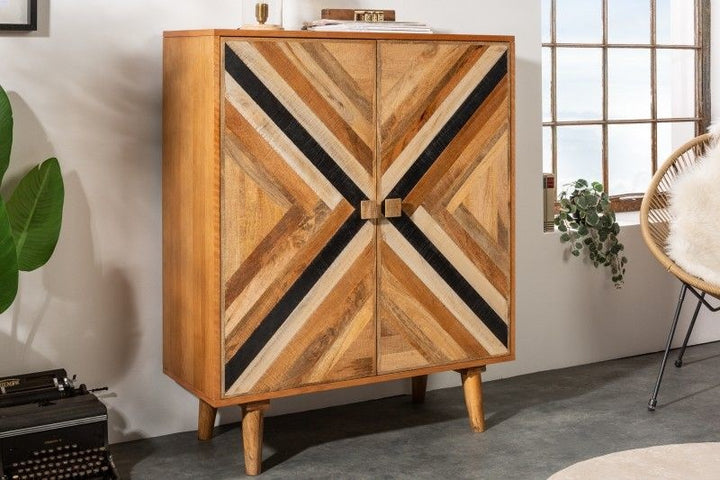 Buffet massif LONG ISLAND 120cm en manguier avec façade détaillée - 40851