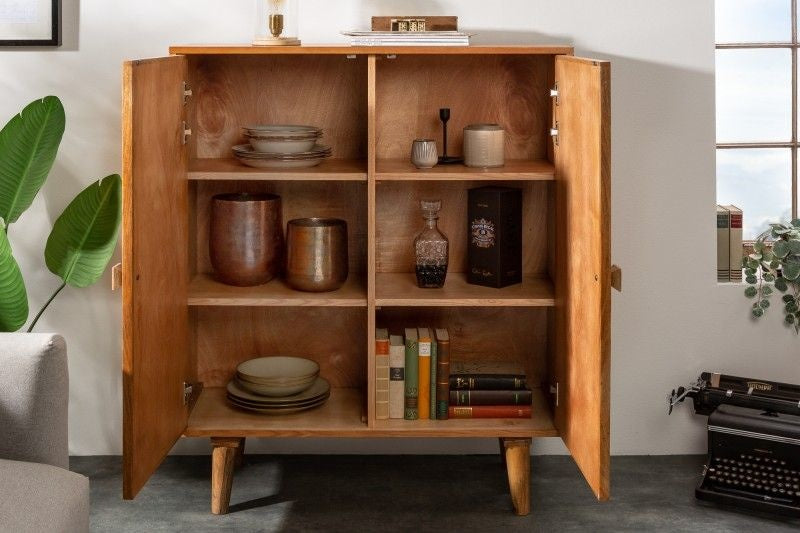 Buffet massif LONG ISLAND 120cm en manguier avec façade détaillée - 40851