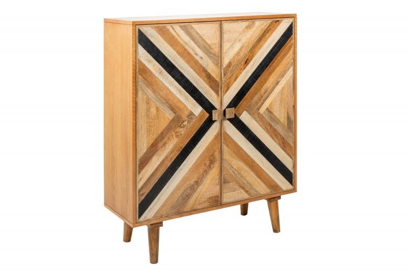 Buffet massif LONG ISLAND 120cm en manguier avec façade détaillée - 40851