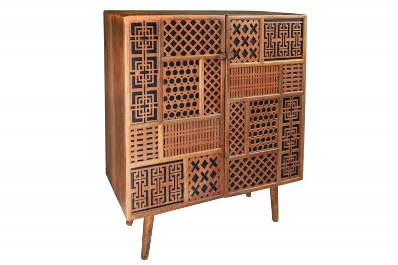 Buffet massif MARRAKESCH 120 cm en manguier à décoration style bohème - 40301