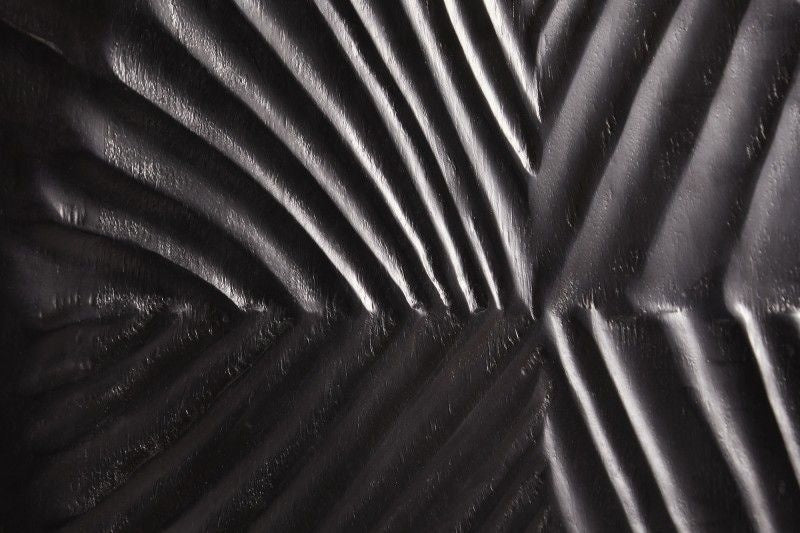 Buffet massif SCORPION 120cm en manguier noir avec gravures 3D détaillées - 39910