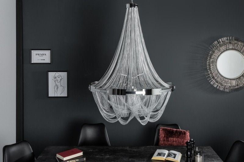 Lustre extravagant ROYAL XL 70cm lampe suspendue argentée - 39096