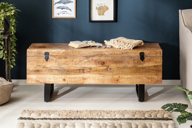 banc coffre industriel FACTORY LOFT Banc en bois de manguier naturel 115 cm - 39663