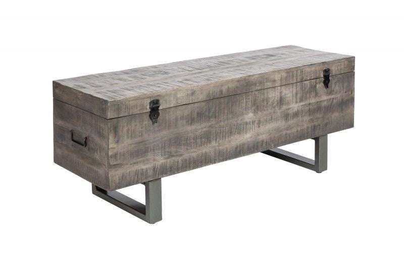 Canapé coffre industriel FACTORY LOFT 115cm canapé gris manguier - 39664