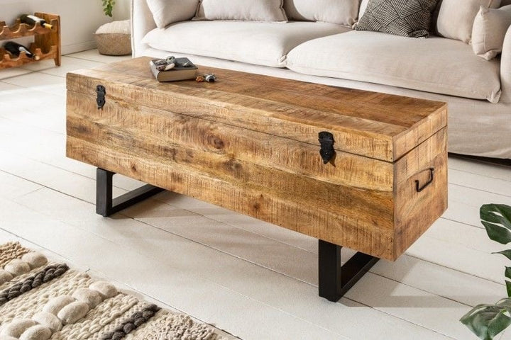 banc coffre industriel FACTORY LOFT Banc en bois de manguier naturel 115 cm - 39663