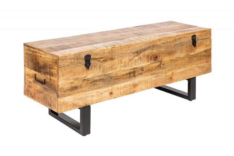 banc coffre industriel FACTORY LOFT Banc en bois de manguier naturel 115 cm - 39663