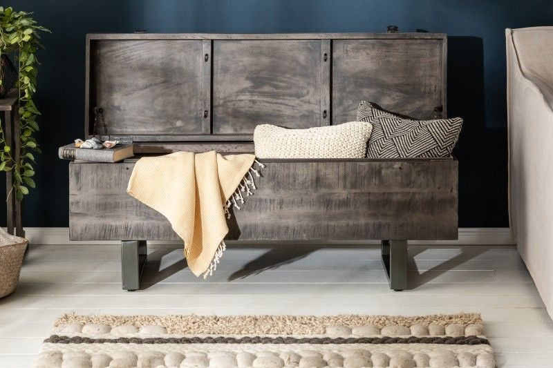 Canapé coffre industriel FACTORY LOFT 115cm canapé gris manguier - 39664