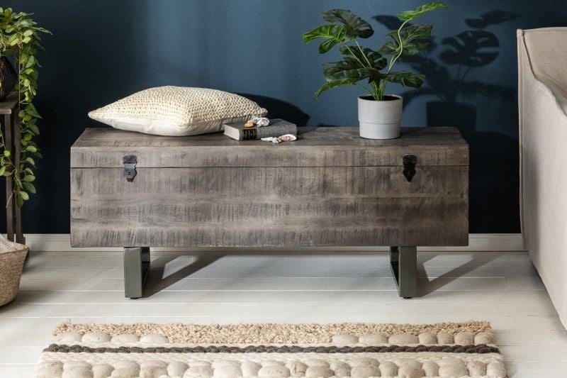 Canapé coffre industriel FACTORY LOFT 115cm canapé gris manguier - 39664