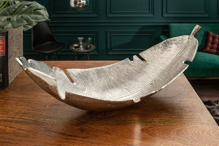 Bol décoratif design SILVER LEAF 62cm feuille d'argent design métal fait main - 41601