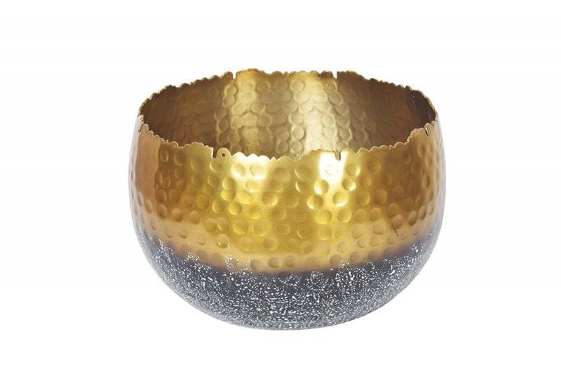 Bol décoratif fait main ORIENT 19 cm doré avec patine au design classique martelé - 41562