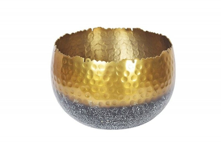 Bol décoratif fait main ORIENT 19 cm doré avec patine au design classique martelé - 41562