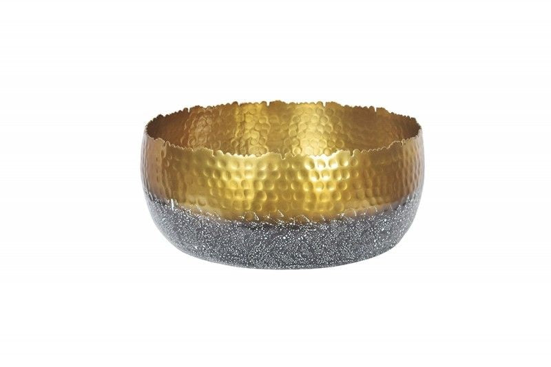 Bol décoratif fait main ORIENT 31 cm doré avec patine au design classique martelé - 41561