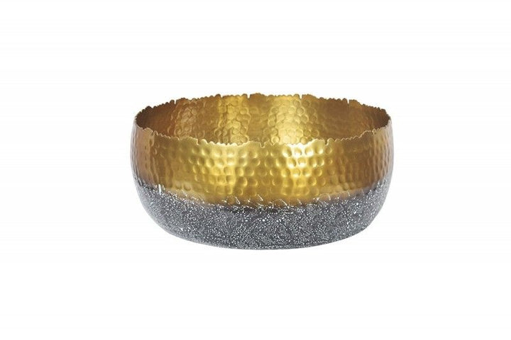 Bol décoratif fait main ORIENT 31 cm doré avec patine au design classique martelé - 41561
