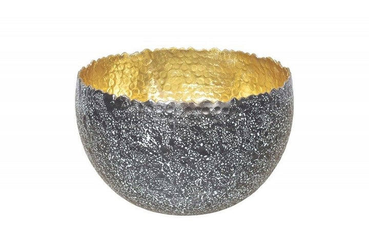 Bol décoratif fait main ORIENT 23 cm doré avec patine au design classique martelé - 41564