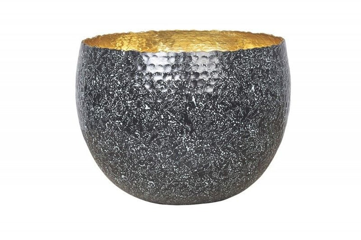 Bol décoratif fait main ORIENT 26 cm en argent patiné au design classique martelé - 41563