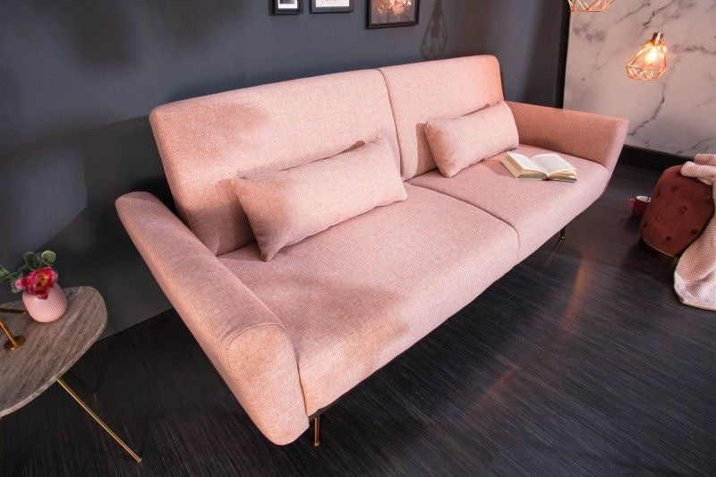 Canapé-lit rétro BELLEZZA 210cm canapé 3 places vieux rose avec coussins - 39913