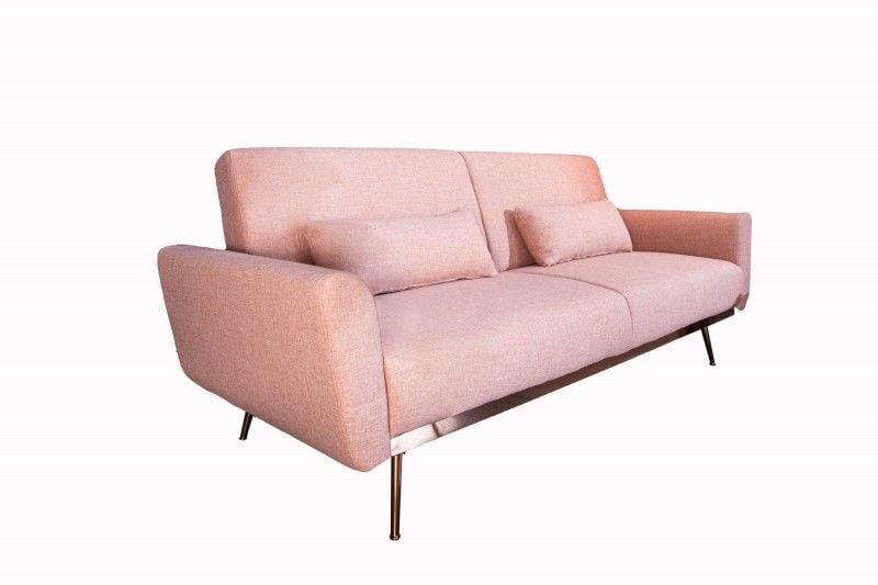 Canapé-lit rétro BELLEZZA 210cm canapé 3 places vieux rose avec coussins - 39913