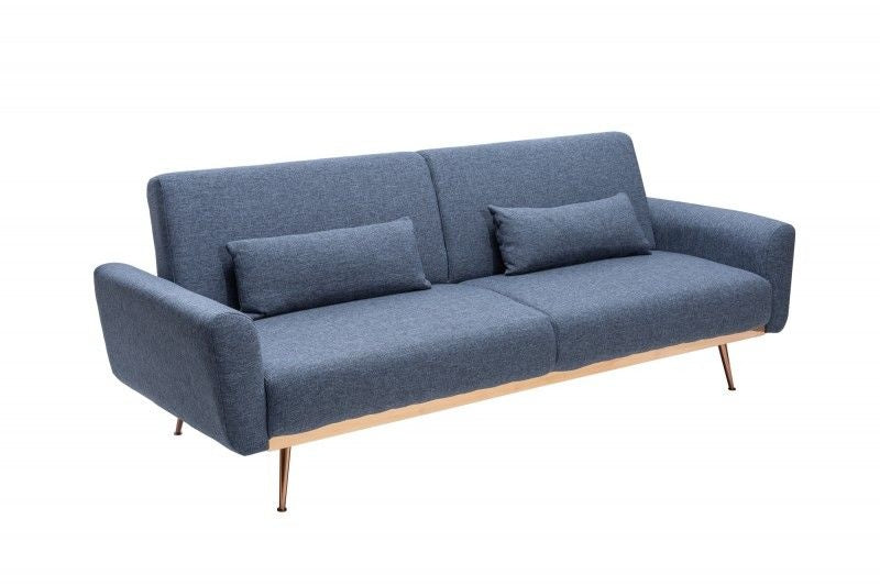 Canapé-lit rétro BELLEZZA 210cm bleu canapé 3 places avec coussins - 40025