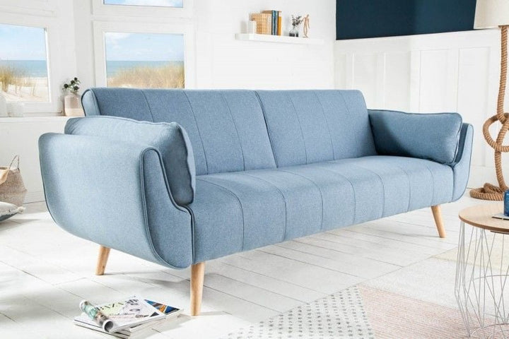 Canapé lit design DIVANI 220cm bleu clair fonction lit canapé 3 places design scandinave - 40088