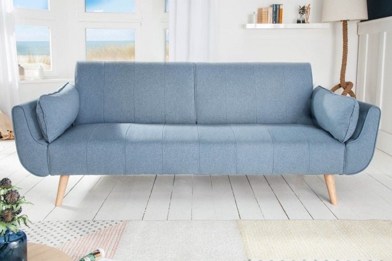 Canapé lit design DIVANI 220cm bleu clair fonction lit canapé 3 places design scandinave - 40088